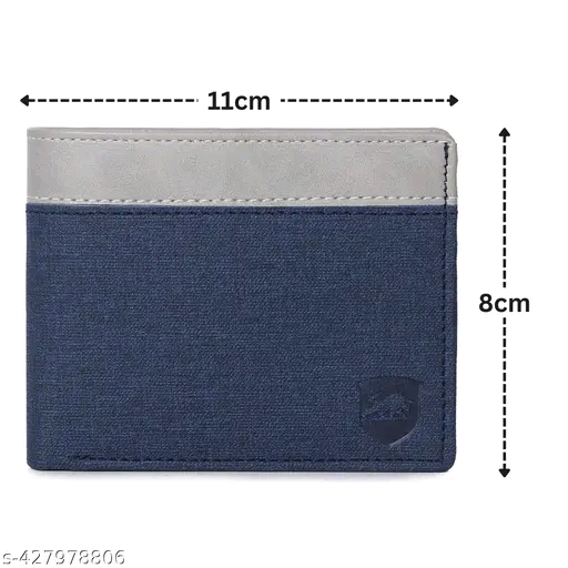 SAMTROH Embellished Men's Wallet, Blue & White, 3 Card Slots, 2 Currency & Secret Compartments, 1 Coin Pocket