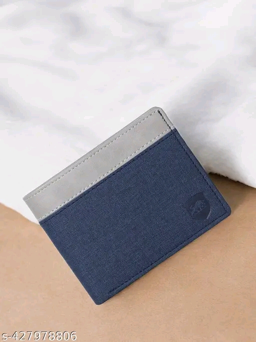 SAMTROH Embellished Men's Wallet, Blue & White, 3 Card Slots, 2 Currency & Secret Compartments, 1 Coin Pocket